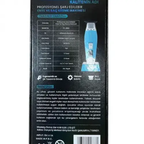 İNTER MAC3 İnter Mac3 Profesyonel Şarj Edilebilir Ense Ve Saç Kesme Makinesi