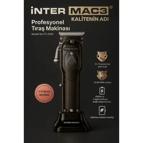 İNTER MAC3 İntermac Tc-2024 Profesyonel Çelik Bıçak Ve Gövdeli Tıraş Makinesi