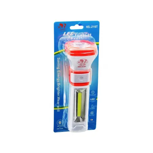 KIRGIL HEL-2118T ( 2İN1 ) ( 1W LED + 2W COB LED ) ( FİŞ ŞARJLI ) EL FENERİ*120                                          Q9