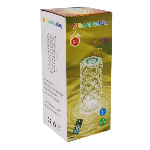 Kristal Masa Lamba LED Bluetooth Hoparlör Uzaktan Kumandalı