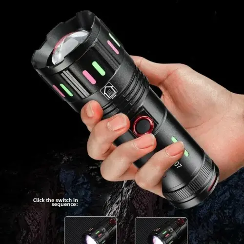 LED El Feneri 2000 Lümen USB Şarj Edilebilir Flash Işığı Yüksek Güçlü El Feneri Taktiksel Uzun Menzil El Lambası XA-B707