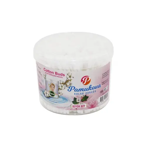 PAMUKOVA FAMİLY ( BÜYÜK BOY ) KULAK ÇÖPÜ PAMUK ( YUVARLAK KUTU )*6X24