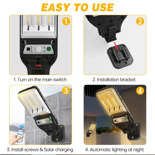 Panther Pt-2980 Solar Duvar Lambası Siyah