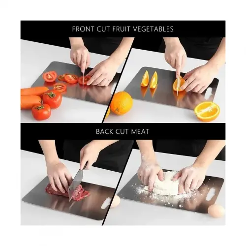 Paslanmaz Çelik Kesme Tahtası 24X15 cm Mutfak Sebze Et Kesme Tahtası Doğrama Tahtası Mutfak Aksesuarları