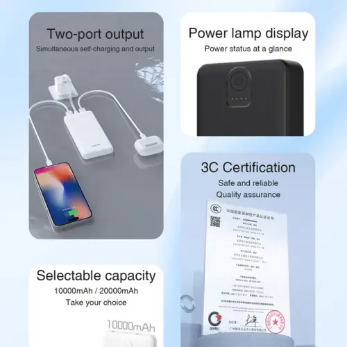 Powerbank Dudao K10 10000mAh 2.4A 2 x USB-A - Siyah