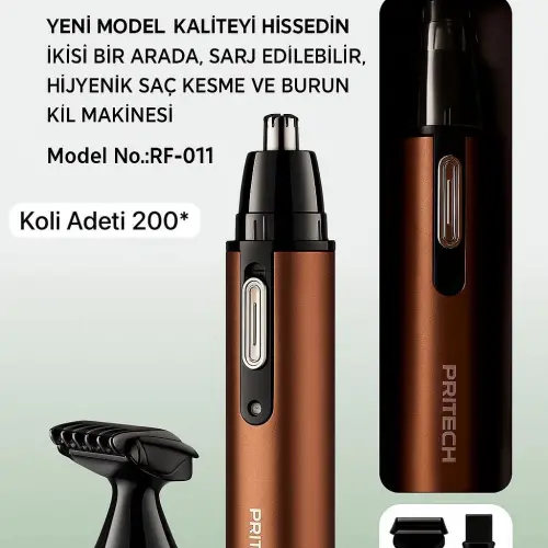 Pritech Rf-011 Kulak Burun Kıl Alma Ense Tüy Burun Şarjlı Tıraş Makinesi