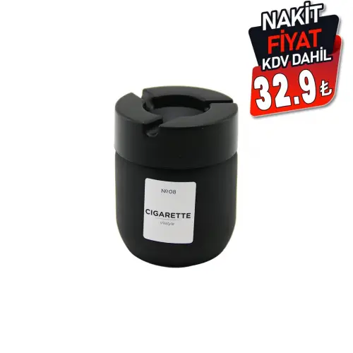 QLUX C-00545 ( 425CC ) ( SİYAH CAM ) KÜLLÜK ( SİYAH PLASTİK KAPAK ) ( NO-08 CIGARETTE & KÜL TABLASI )*12=K                             q5