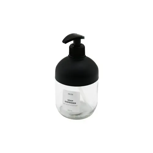 QLUX C-00550 CLARY ( CAM ) SIVI SABUNLUK ( SİYAH PLASTİK KAPAK & POMPA ) ( 425ML ) ( NO-05 SOAP DISPENSER )*12=K