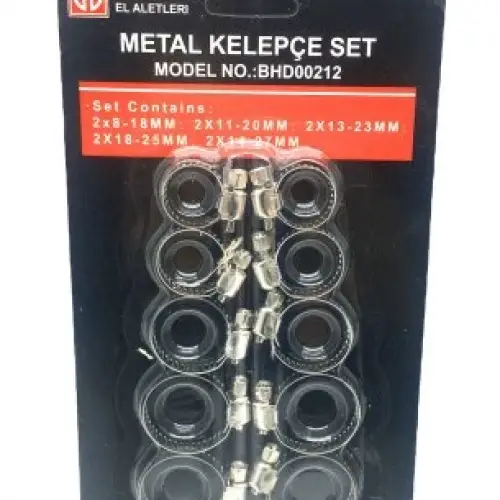 ŞAHİN TOOLS ŞHT-019 ( 10PCS ) METAL HORTUM KELEPÇESİ SET ( 2 ŞER ADET= 8-18MM - 11-20MM - 13-23MM - 18-25MM - 14-27MM )*300