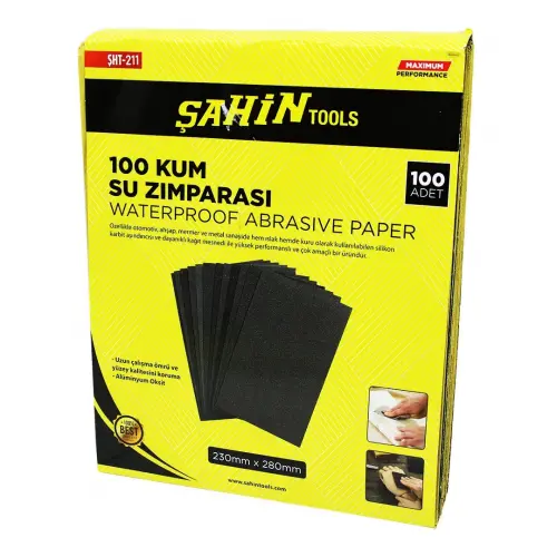 ŞAHİN TOOLS ŞHT-211 ( 100 KUM ) ( KAĞIT ) ( SU ZIMPARASI ) ( 230X280MM )*100X10