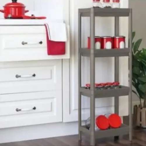 SHELF UNİT OM-1016-0763 ( 4 ( ÇUKUR ) RAFLI & GRİ & ANTRASİT ) ( DİKDÖRTGEN ) RAF ÜNİTESİ PLASTİK*6