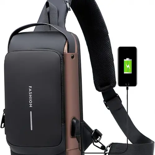 Şifreli Kilitli USB Girişli Göğüs Omuz Çantası Body Bag