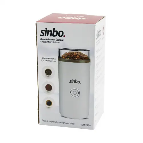 SİNBO SCM-2980 KAHVE & BAHARAT ÖĞÜTÜCÜ MAKİNE ( 2 BIÇAKLI ÇELİK ÖĞÜTME HAZNESİ ) (70GR ÖĞÜTME) (AC MOTOR=180W)*6