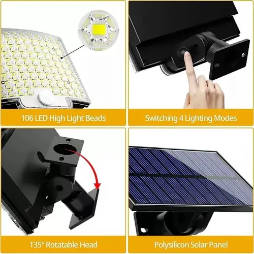 Solar Bahçe Aydınlatma Lambası 108 Led LF-2501B