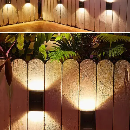 Solar Çift Taraflı Duvar Lambası Güneş Enerjili Aydınlatma Dekorasyon Aplik Işık 2 Li