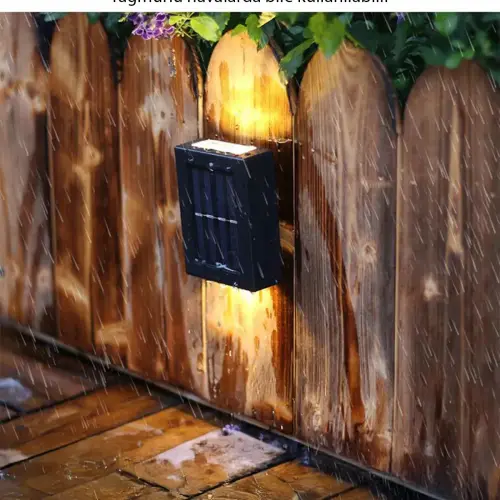 Solar Çift Taraflı Duvar Lambası Güneş Enerjili Aydınlatma Dekorasyon Aplik Işık 2 Li