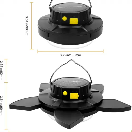 Solar Panelli Telefon Şarj Özellikli Çok Fonksiyonlu Kamp Lambası Aydınlatma