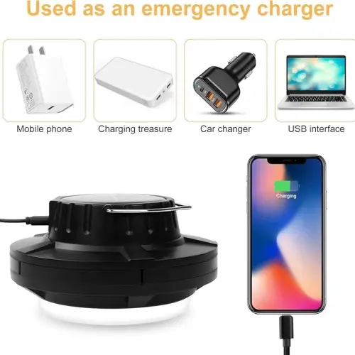 Solar Panelli Telefon Şarj Özellikli Çok Fonksiyonlu Kamp Lambası Aydınlatma