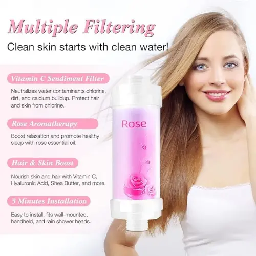 Spavely Vitamin C Duş Filtresi Her türlü cilt tipini ve özellikle kuru ciltleri nemlendirmek için, Kore Güzellik ürünü (Gül )