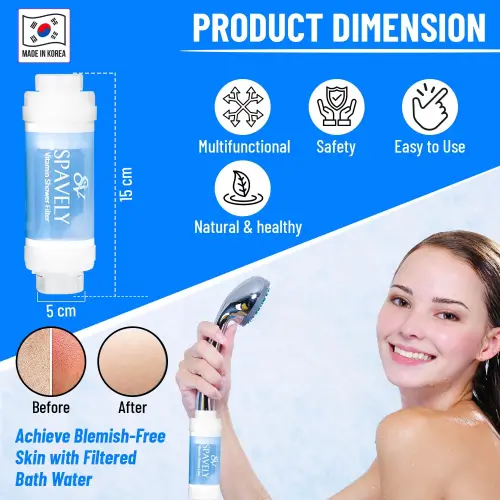 Spavely Vitamin C Duş Filtresi Her türlü cilt tipini ve özellikle kuru ciltleri nemlendirmek için, Kore Güzellik ürünü (Yeşil Limon )