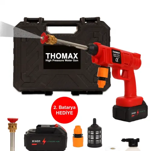 Thomax Şarjlı Ve Yüksek Basınçlı Oto Yıkama Makinesi Ve Sulama Tabancası Bahçe Yıkama Makinesi