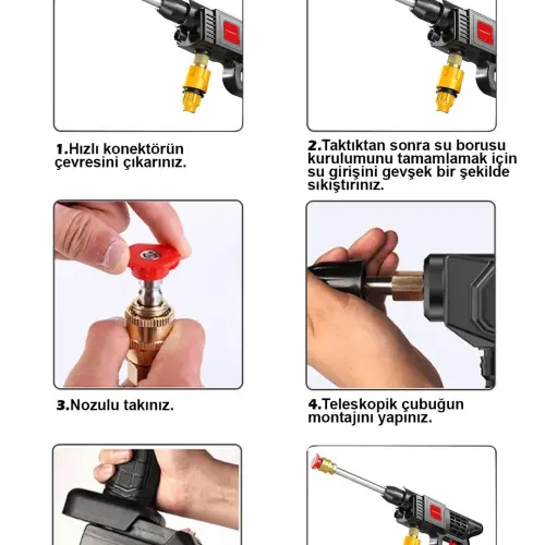 Thomax Şarjlı Ve Yüksek Basınçlı Oto Yıkama Makinesi Ve Sulama Tabancası Bahçe Yıkama Makinesi