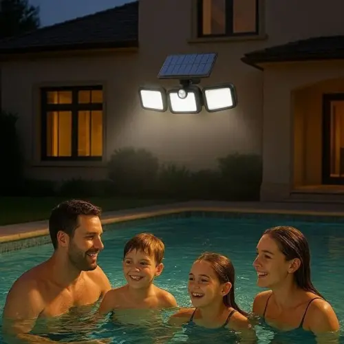 Volemi Üçlü Solar Led Projektör – Beyaz Işık – Sensörlü Dış Mekân Aydınlatma