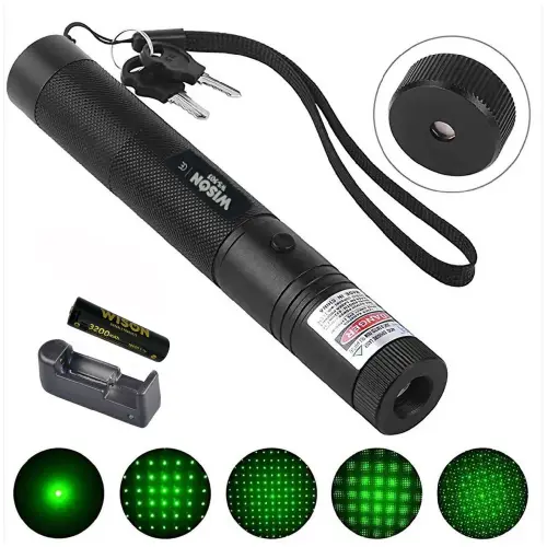 Wison WS-503 100MW 3.7V 3200 mAh Desen Başlıklı Şarjlı Yeşil Lazer Pointer