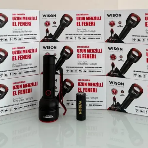 WISON WS-5572 20W Uzun Menzilli Şarjlı Metal El Feneri