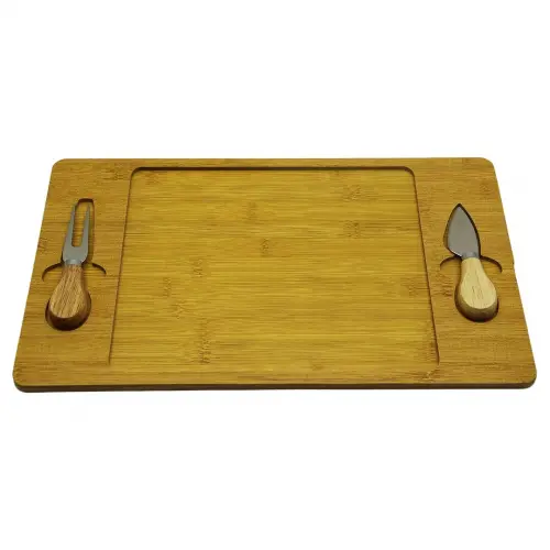WOODEN WARE BAYSA-1137 ( 40X24CM ) ( AHŞAP BAMBU ) KAHVALTI SUNUM TABAK ( 2 PEYNİR BIÇAK=AHŞAP SAPLI )*36
