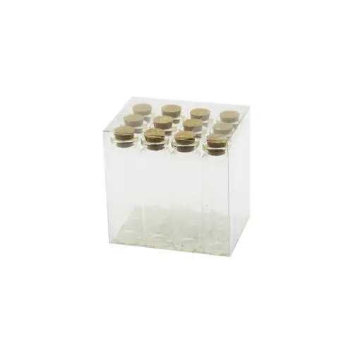 YAKUT-11557 ( 20ML ) ( ÇOK AMAÇLI & DEKORATİF ) ( BOŞ TÜP ) CAM ŞİŞE ( MANTAR KAPAKLI )*12X76