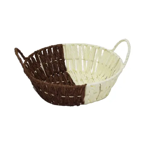 YAKUT-8802 (YUVARLAK) (HASIR) (K.RENGİ & BEYAZ) EKMEK SEPETİ (KULPLU & METAL İSKELET) (TABAN:18CM & AĞIZ:24CM)*100