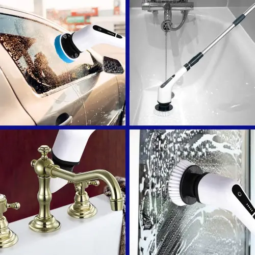 Yeni Nesil 7 Temizleme Başlıklı Dijital - Banyo-Mutfak-Araç Temizlik Fırçası Seti