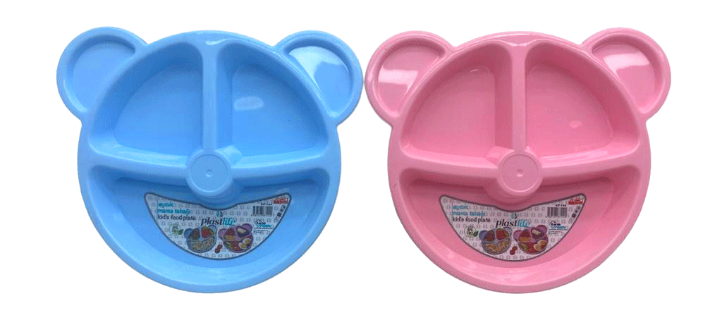 PLASTLİFE KP-144 AYICIK 3 BÖLMELİ RENKLİ MAMA TABAK*45