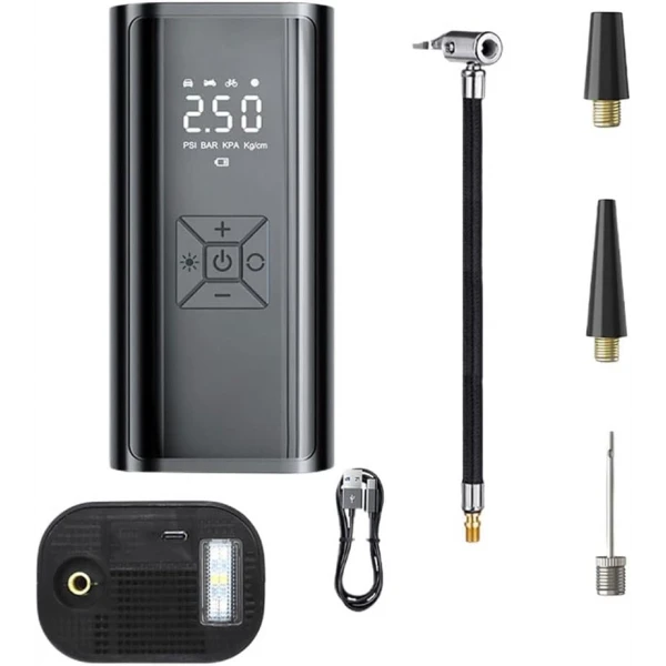 Hava Pompası & Powerbank | 150 Psı Ultra Basınç, Led Işıklı, Lcd Ekranlı, 4000mah Taşınabilir Şarjlı Kompresör