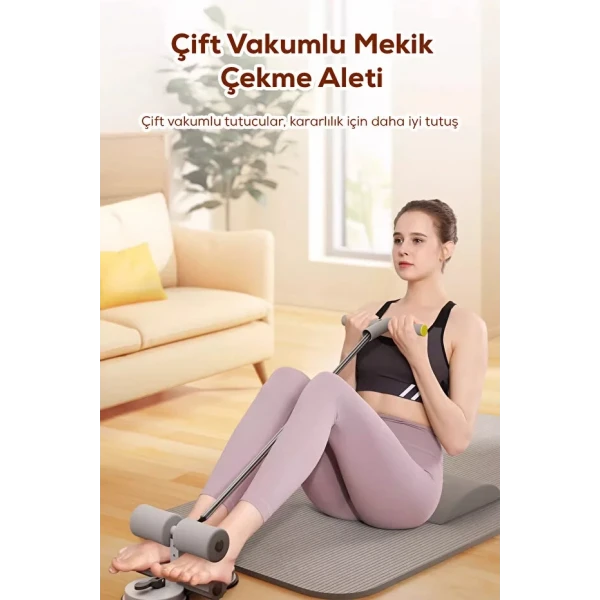 Çift Vantuzlu Mekik Çekme Plastik Spor Aleti Direnç Lastikli Egonex