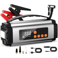 Pro Akü Takviye Şarj Cihazı 10000 Mah Akü Takviye Cihazı Akü Şarj Cihazı Lastik Şişirme Pompası 4in1 Jump Starter