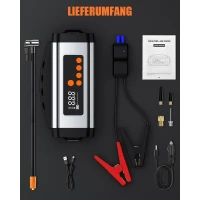 Pro Akü Takviye Şarj Cihazı 10000 Mah Akü Takviye Cihazı Akü Şarj Cihazı Lastik Şişirme Pompası 4in1 Jump Starter