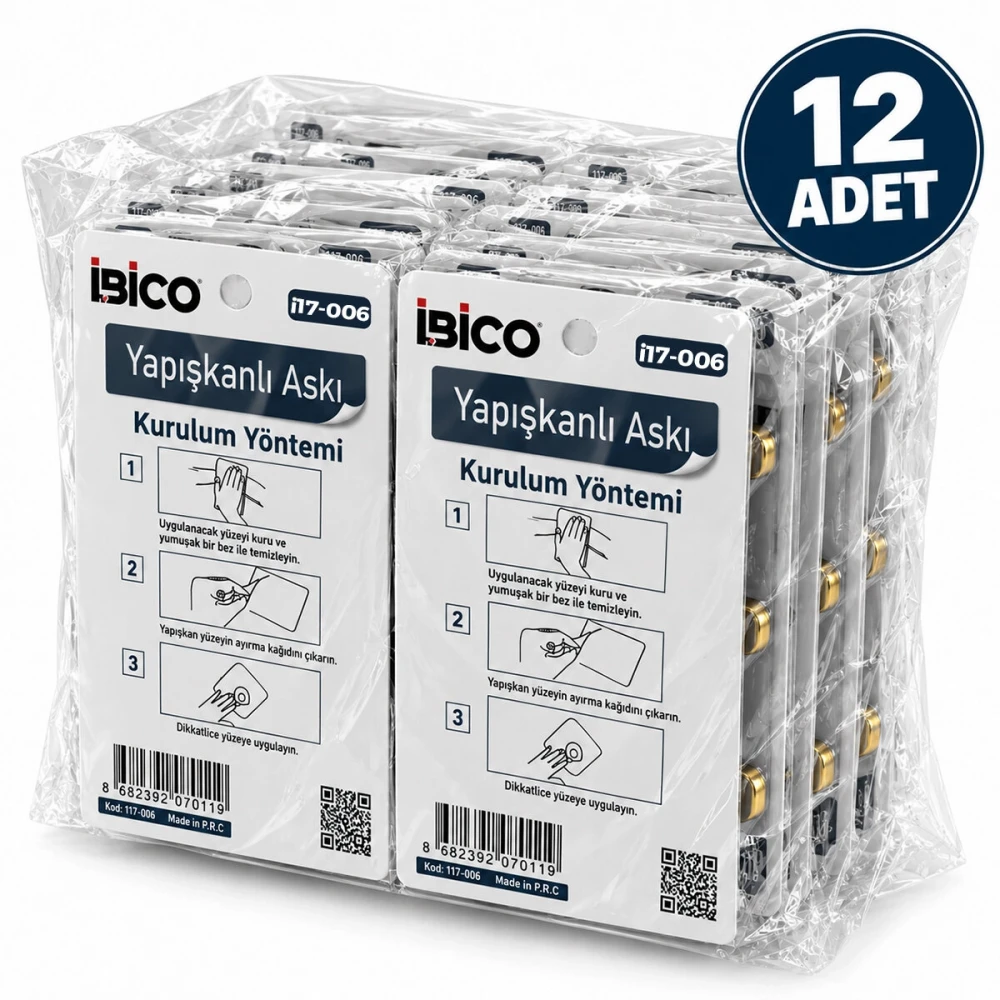 Egonex İbico İ17-006 ( 3 Kollu= Gold & ( T= Ꟶ ) Yapışkanlı Pls. Askı ( Mika Kristal Şeffaf Renkli Taban ) ( 3.5kg.taşıma )*12x14