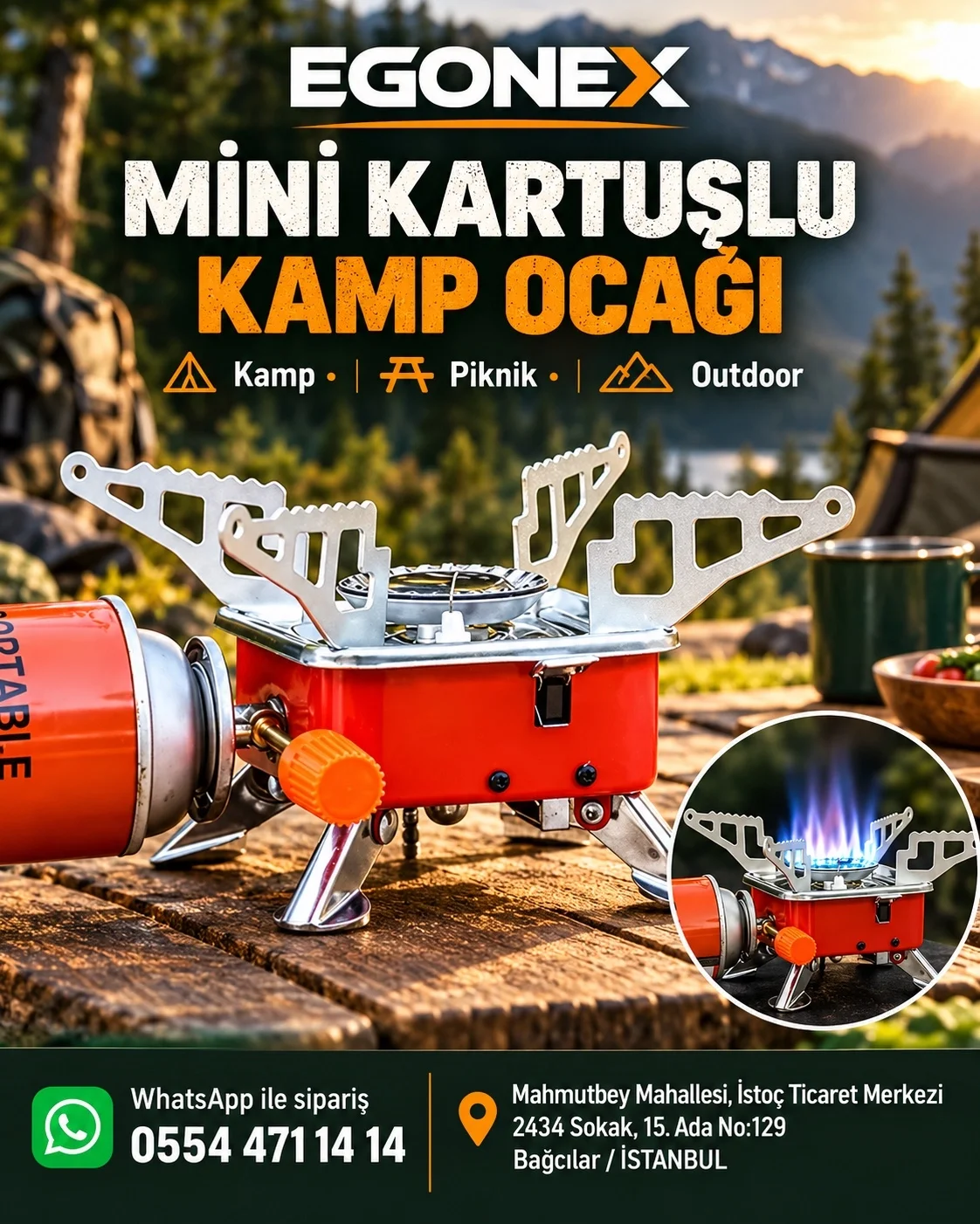 Egonex mini kartuşlu kamp ocağı