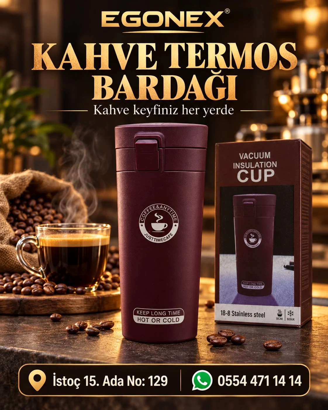 Egonex kahve termos bardağı