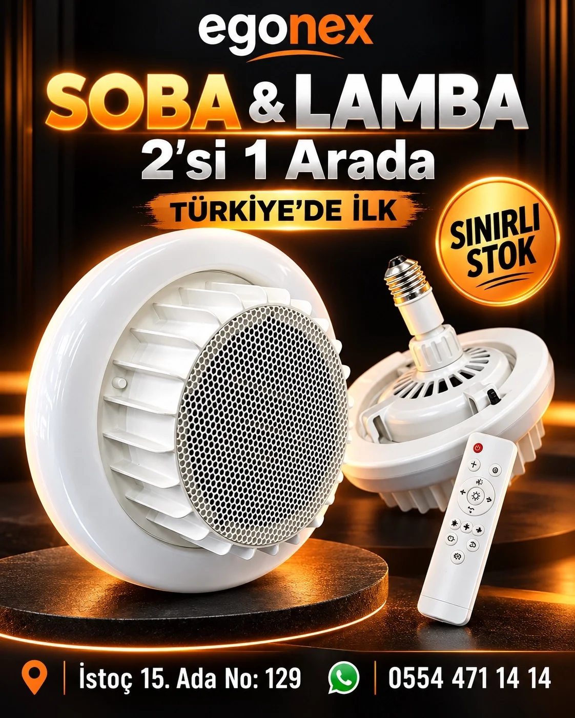 Egonex iki işlevli soba ve lamba