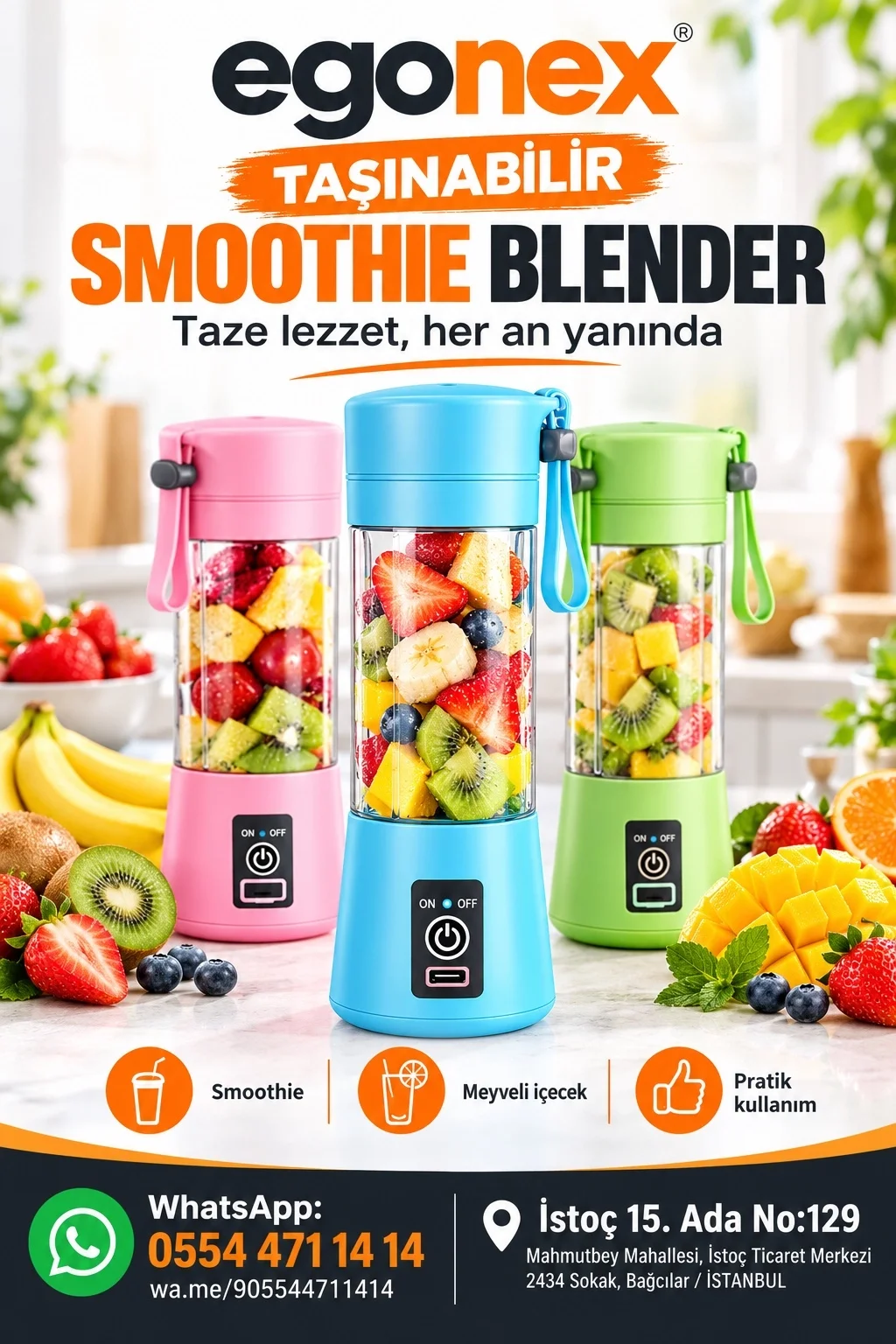 Egonex taşınabilir smoothie blender