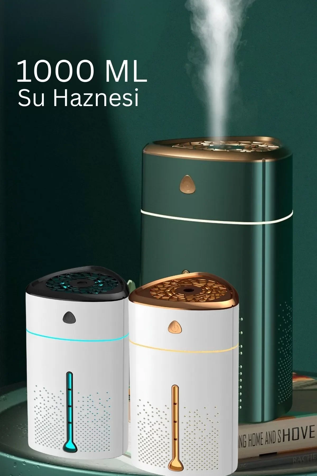 1000 ML Ultrasonik Hava Nemlendirici Işıklı Buhar Makinesi Ve Aroma Difüzörü