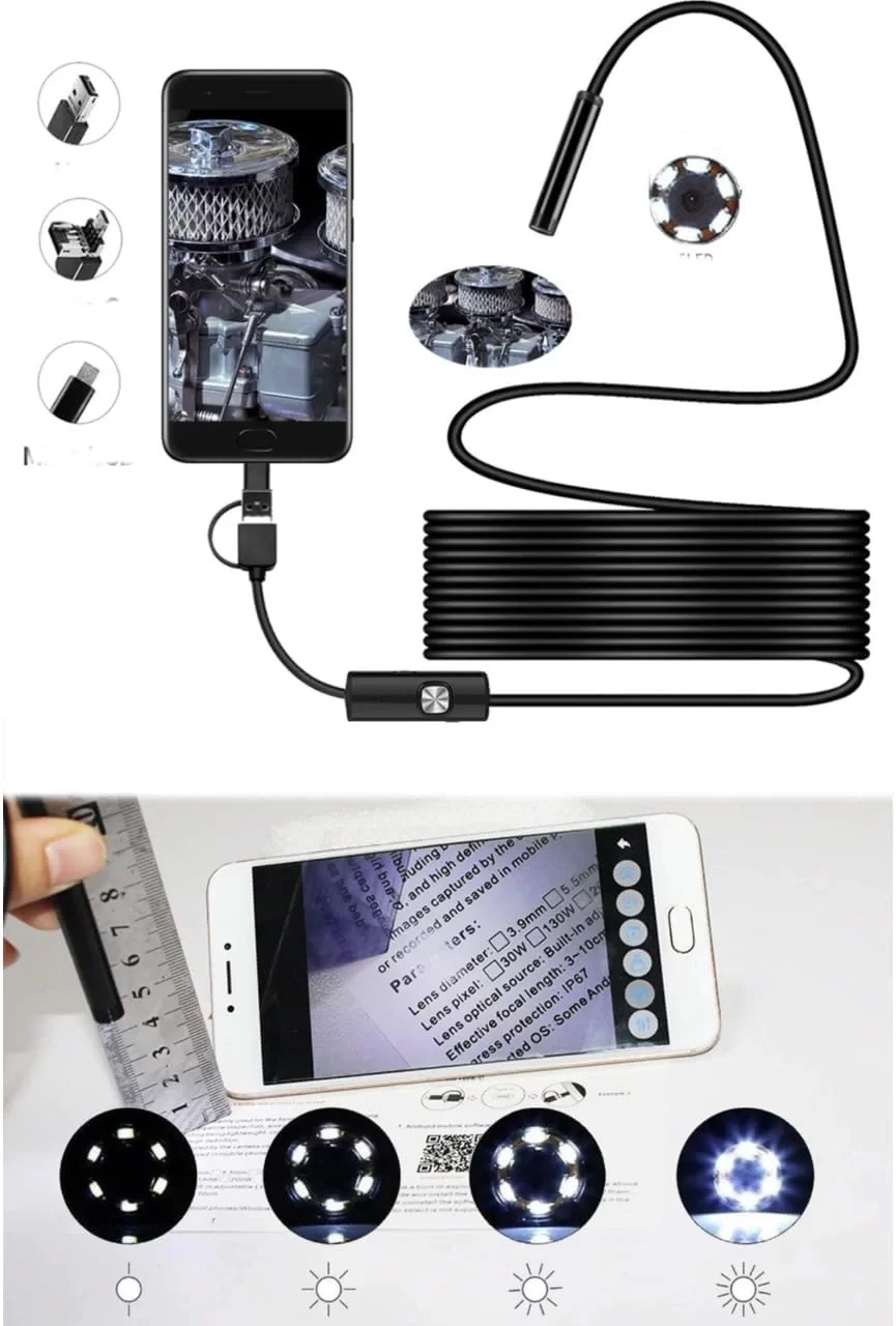 10mt Lens 5.5mm Işıklı Endeskop Boroskop Yılan Kamera