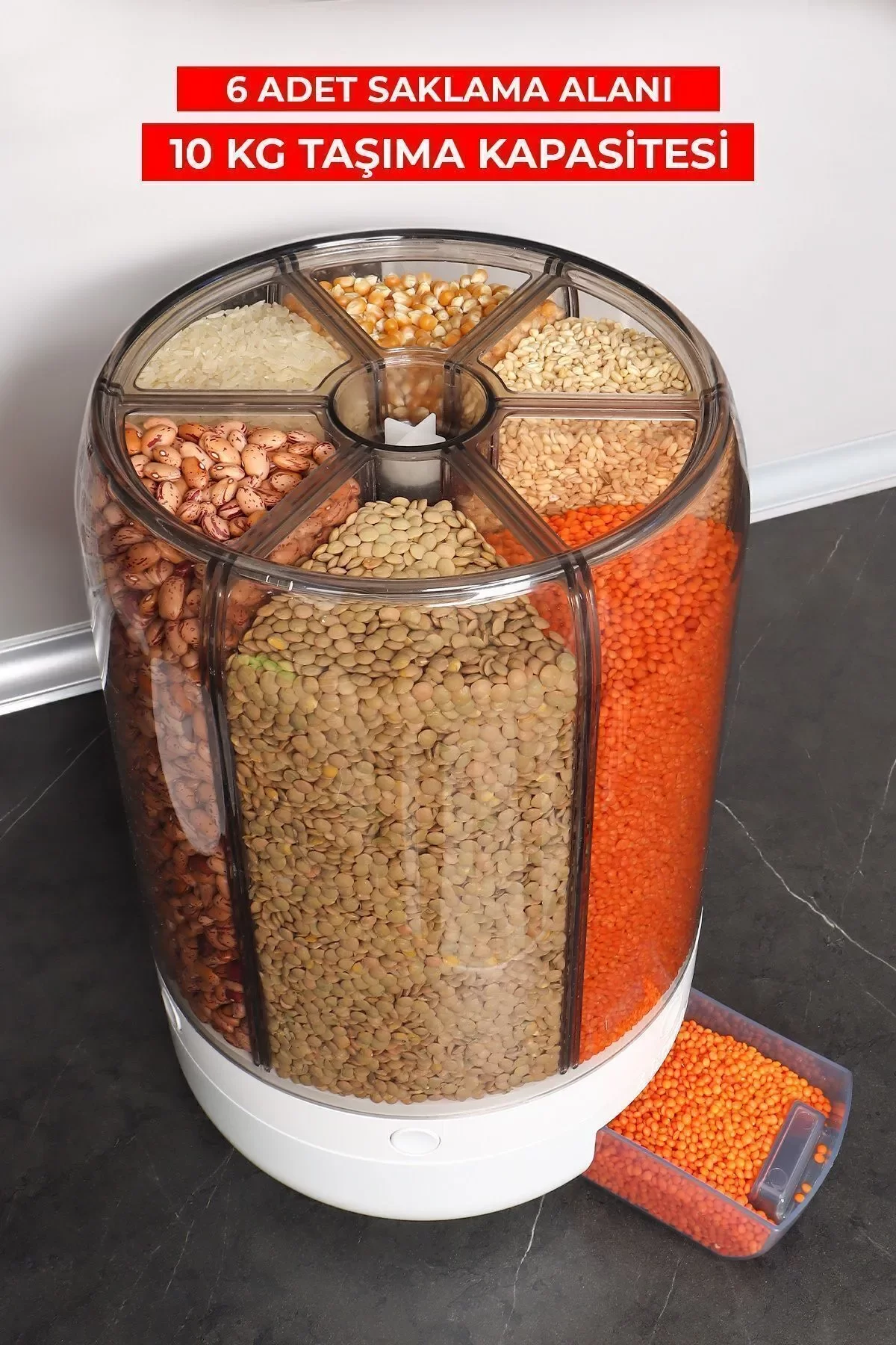 Alitech Kuru Gıda ve Bakliyat 6lı Erzak Saklama Kabı 10 Kg