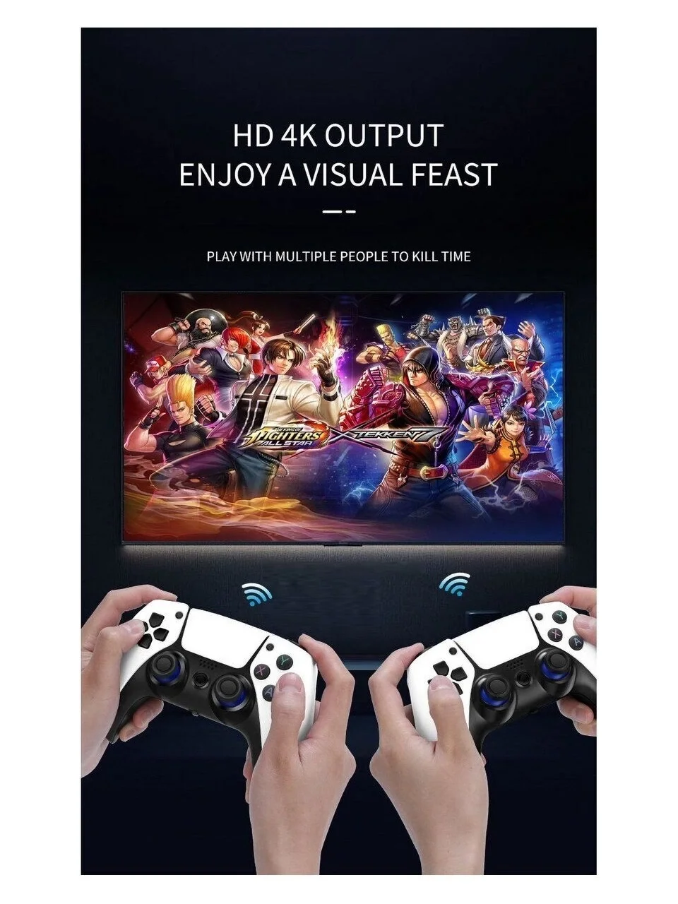 4K Game Tv Stick Android Tv Wifi Kablosuz Çift Kol Game Stick 64GB Hafıza Atari