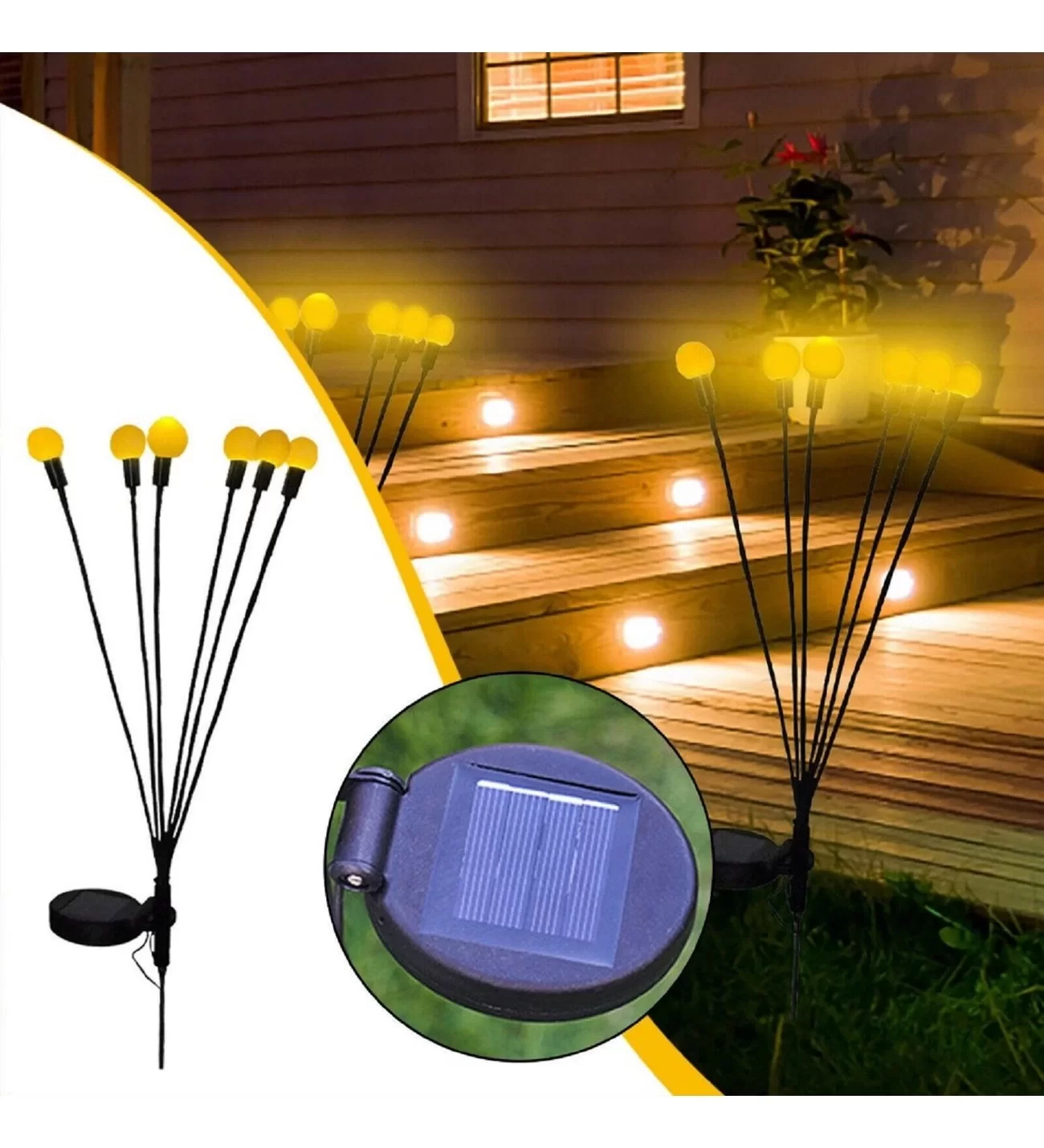 6 Dallı Ateş Böceği Solar Bahçe Lambası 2 Adet