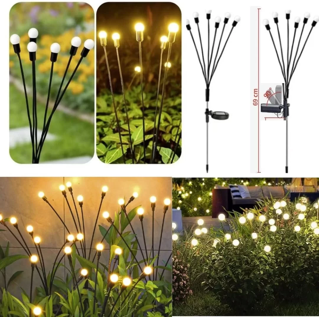 6 Dallı Ateş Böceği Solar Bahçe Lambası 2 Adet