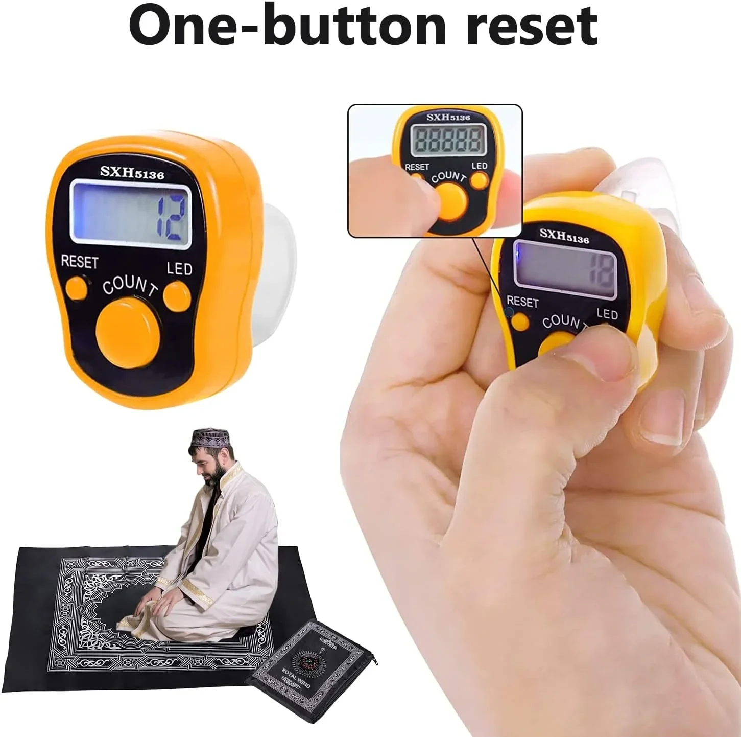 Sesli Işıklı Zikirmatik Dijital Yüzük Her 100'de Alarm